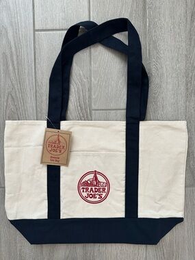 Trader Joe's Large Canvas Tote Bag - Navy Blue